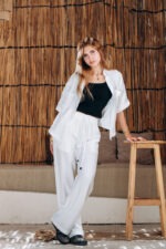 white linen shirt half sleeve - Image 3