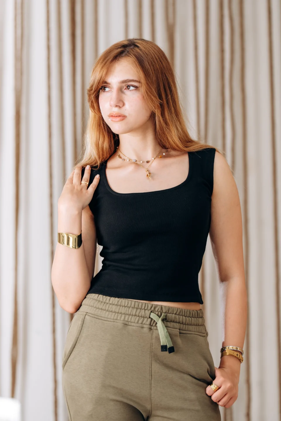 Square Neck Top — Black — Plein de Vie